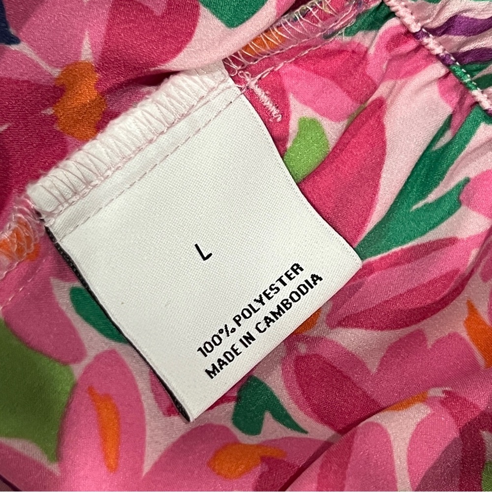 Vibrant Floral Print Sleeveless Pajama Set Size Large - Picture 5 of 13